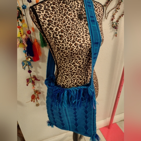 Blue Fringed Tassels Women's Crochet Bag - Picture 2 of 7